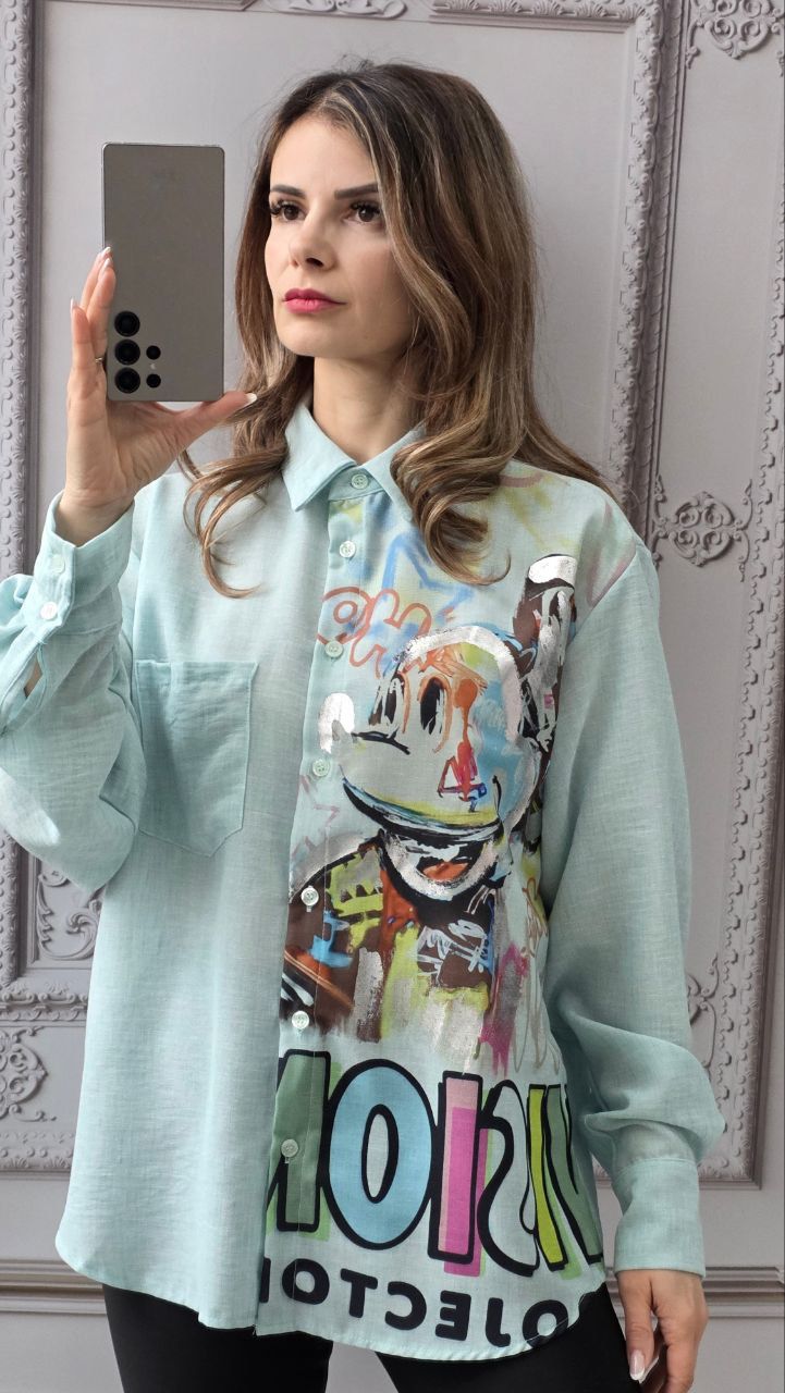Camasa de in cu imprimeu Mickey Mouse
